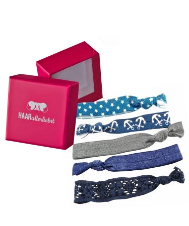 Hair -minded elastic hair tie |Hair -friendly bracelets |Wide hair bands (5 pieces) |Quality hair jewelry - including box for storage