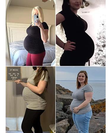 Love2Mi Maternity Shirt 3PCS Set - Short Sleeves T-Shirt Maternity Wear - Casual Maternity Tops - Black, Gray, Army Green - Buy Online on GoSupps.com