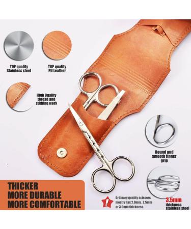 Professional Stainless Steel Facial Hair Scissors & Tweezers Set for Men - Moustache Nose & Beard Trimming - Includes PU Leather Bag - Buy Online on GoSupps.com
