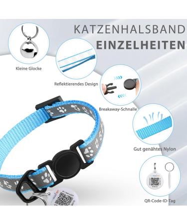 Reflective Cat Collar with Bell & Safety Buckle - Adjustable Waterproof Kitten Collar for Boys & Girls (Blue) - Includes QR Code - Buy Online on GoSupps.com