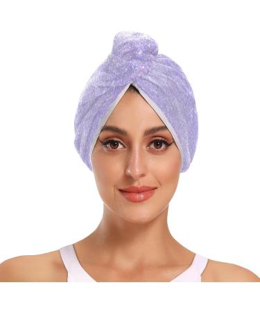 Shiny Glitter Lavender Dry Hair Cap Set - 2 Quick Drying Towels & Button Headband Super Absorbent & Comfortable - Buy Online on GoSupps.com
