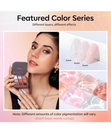 Modelones Jelly Gel Nail Polish Set - 9 Neutral Nude Pink Brown Colors | Solid & Translucent Pudding Gel | Upgraded Cr me Manicure Palette | Salon DIY Kit with Pro Nail Brush - A2-Lovesick - Buy Online on GoSupps.com