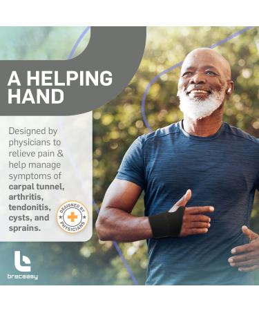 BracEasy Carpal Tunnel Wrist Brace for Night Support - Left & Right Hand Wrist Support for Wrist Pain - Black Single Hand Brace - Buy Online on GoSupps.com
