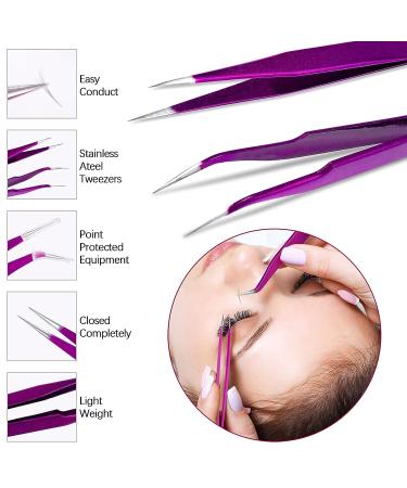 Honoson Eyelash Extension Kit with USB Air Conditioning Blower, Tweezers, Mascara Brushes, Glue Rings, Tapes, and Under Eye Gel Pads (Purple) - 165pc Set - Buy Online on GoSupps.com