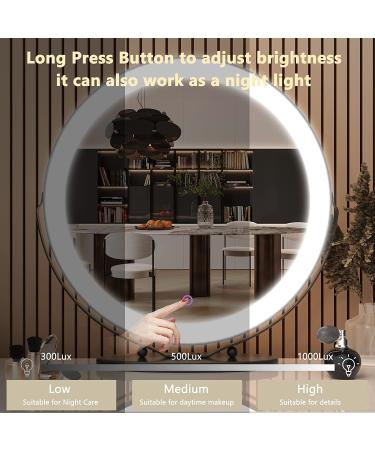 VIEROSE 20-inch Large Vanity Makeup Mirror with Lights | 3 Color Modes & Dimming LED Halo | Touch Control | Black - Buy Online on GoSupps.com