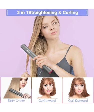 Mixcolor Hair Straightener Brush - Fast Heating, 4 Temp Settings, Anti-Scald - Professional Salon Results at Home - Travel-Friendly - Silver Gray - Buy Online on GoSupps.com