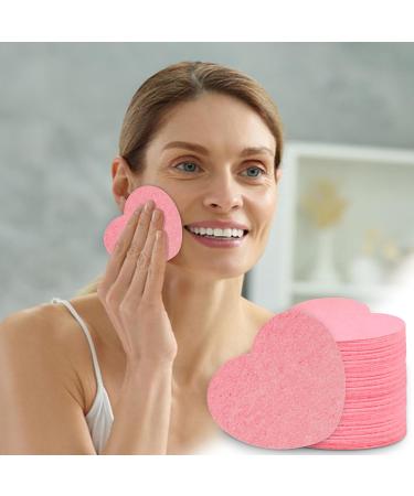 Spa Sponges | Heart Shape Reusable Makeup Remover Pads 20 Face Scrub Sponge for Facial Cleansing Exfoliate Masque Makeup Removal Pink - Buy Online on GoSupps.com