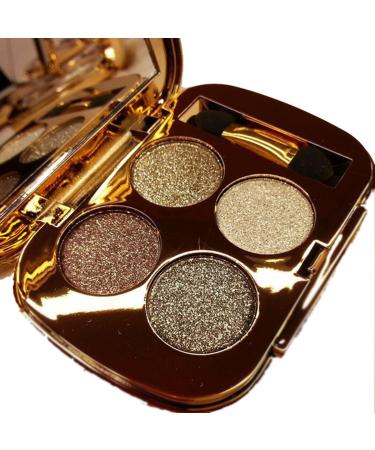 Glitter Eyeshadow Palette Makeup Set 4 Colors Shimmer Eyeshadow Palette Gold Eyeshadow Highly Pigmented Long Lasting Waterproof Sweatproof Professional Nude Eyeshadow Palette Make Up Palettes for Women Warm Natural Neutral Smokey Eye Eyeshadow Palette (5#