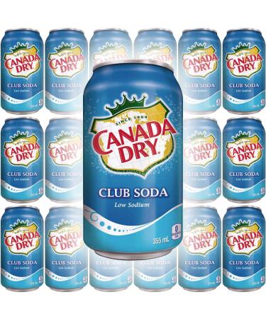 Canada Dry Club Soda Sparkling Seltzer Water, 12oz Can (Pack of 18, Total of 216 Oz)
