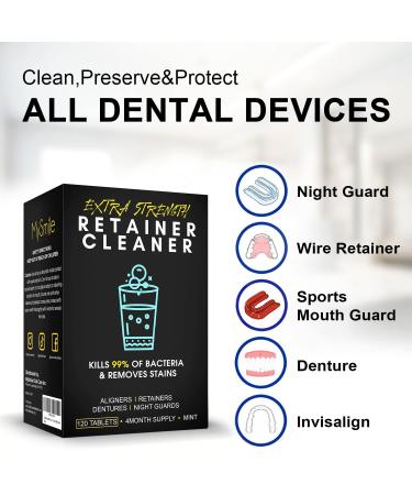 Mysmile Retainer Cleaner - 120 Tablets for Aligner, Invisalign, Mouth Guard, Night Guard - Removes Plaque, Odors, Stains - Dental Hygiene Solution (Pack of 1) - Buy Online on GoSupps.com
