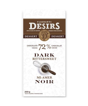 Flagrants Desirs Bittersweet Dark Chocolate Bar (72%) - For Desserts 200g Single bar Bittersweet (72% cocoa)