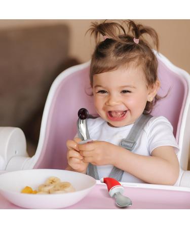 BEWOS Baby Cutlery Set - 2Pcs 304 Stainless Steel Spoon & Fork for Self Feeding | Toddler Safe & Dishwasher Safe | Christmas Baby Gift - Buy Online on GoSupps.com