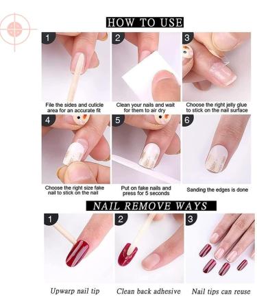 24 Pcs Square Lilac French Stick on False Nails with Flower Designs - Short Acrylic Peach Fake Nails for Women and Girls - Buy Online on GoSupps.com