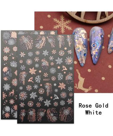 Rose Gold Christmas Nail Art Stickers - 8 Sheets Snowflakes, Santa Decals for Nail Design - Buy Online on GoSupps.com