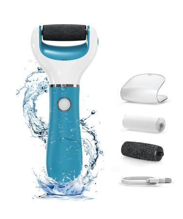 Electric Foot File Callus Remover Professional  2-Speed Rechargeable Pedicure Tool for Remove Calluses  Dry  Hard  Dead  Cracked Skin  Includes 2 Coarses (Blue)
