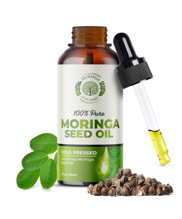 Moringa Seed Oil 100% Pure Cold-Pressed & Virgin Unrefined Non-GMO Vegan Oil Ultra-Hydrating Moisturizer for Dry Skin Damaged Hair & Body Anti-Aging Ideal Carrier Oil