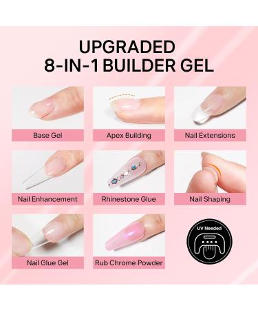  MIZHSE MIZHSE 2pcs 8 in 1 Multi-Functional 3D Gel Clear Builder Precision Tip for Nail Charms Rhinestone Glue Sculpting Nail Extensions Modelling 15ml - Buy Online on GoSupps.com