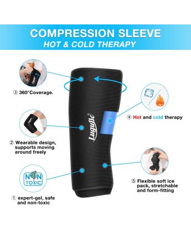 Luguiic Knee & Elbow Ice Pack Cold Compression Sleeve - Reusable Pain Relief Wrap for Meniscus, ACL, MCL, Bursitis - Medium Size - Buy Online on GoSupps.com