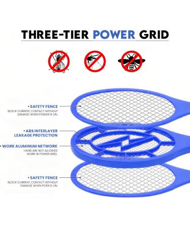 Electric Fly Swatter Racket - Outdoor/Indoor Bug Zapper Racket Battery Operated Mosquito Zapper & Pest Control for Home Office Backyard Camping - Non-Toxic Safe for Humans & Pets - 90-Day Trial - Buy Online on GoSupps.com