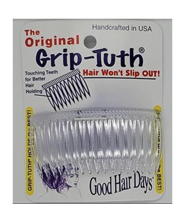 Good Hair Days Grip-Tuth Combs - Set Of 2 Hair Side Combs - Hair Combs For All Types Of Hair - Decorative & Hair Styling Women Accessories (Clear 3 Wide)