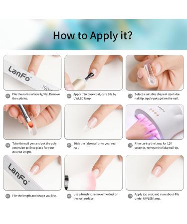 LanFo Poly Extension Gel Nail Kit - 6 Colors Nail Enhancement Builder Set with Slip Solution - Professional Acrylic Gel Set for Nail Art Beginners - Pink - Buy Online on GoSupps.com