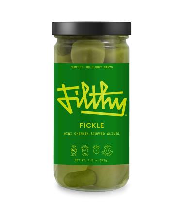 Filthy Pickle Stuffed Olives  Premium Cocktail Garnish - Non-GMO, Vegan & Gluten Free - 8.5oz Jar, 12 Olives.