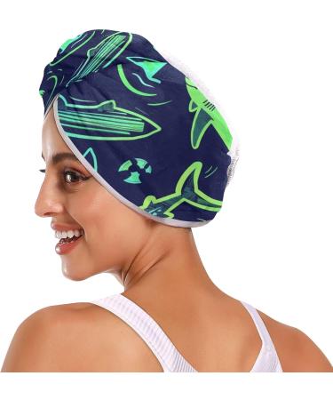 Green Shark Coconut Palm Hair Towel 2 Pack Super Absorbent Quick Dry Hair Turbans with Button Wrap for Women & Girls | International Shipping - Buy Online on GoSupps.com