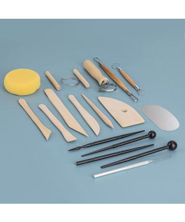 18pcs Pottery Tool Kit for Polymer Clay Sculpting and Ceramics Trimming - Wooden Handle Sculpting Tools with Embossing Patterns - Buy Online on GoSupps.com
