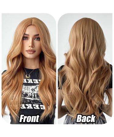 Oefei 24-Inch Long Corrugated Strawberry Blonde Wig | Natural Synthetic Heat-Resistant Hair for Women | Perfect for Daily Wear Parties & Cosplay - Buy Online on GoSupps.com