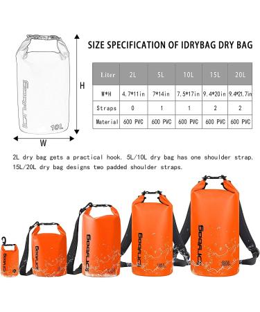 IDRYBAG Waterproof Backpack Dry Bag 5L - Orange | For Women Men | Ideal for Kayaking, Boating, Hiking | Waterproof Floating Bag - Buy Online on GoSupps.com