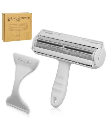 Just | Fyn - 2in1 animal hair remover lint roller to cat hair & dog hair - self -cleaning reusable for sofa bed car clothing - dog accessories & cats accessories (gray)