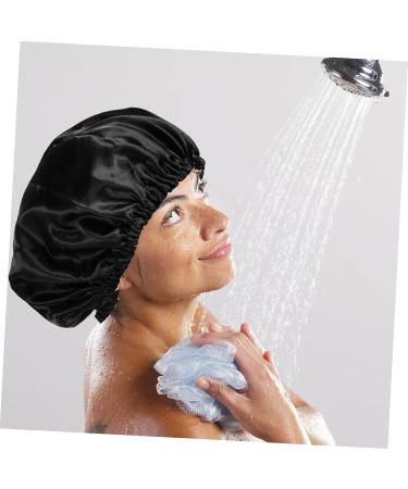 FOMIYES Adjustable Buckle Curly Hair Shower Cap for Women - Black 29x22cm - Buy Online on GoSupps.com