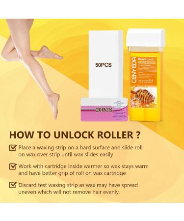 CENYEDA Honey Roll On Wax Cartridge 4 Pack with 50 Wax Strips - Hair Removal Kit - Buy Online on GoSupps.com