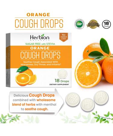 Herbion Naturals Sugar Free Cough Drops with Natural Orange Flavor Natural Orange (Pack of 3) 18 Count - Buy Online on GoSupps.com