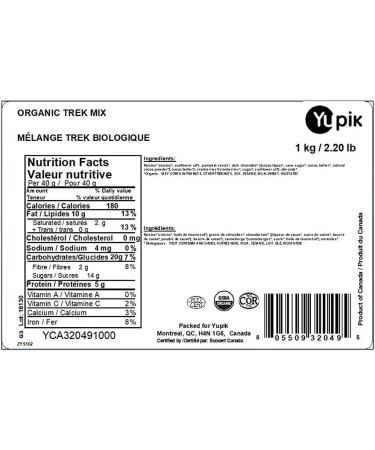 Yupik Organic Trek Mix Chocolate Pumpkin Seeds Raisins & Almonds 1Kg 1 kg - Buy Online on GoSupps.com