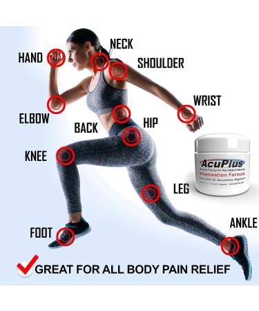 AcuPlus Pain Relief Cream - Fast Acting & Long Lasting Topical Relief for Joint, Back, and Muscle Pain - 4 oz - Buy Online on GoSupps.com