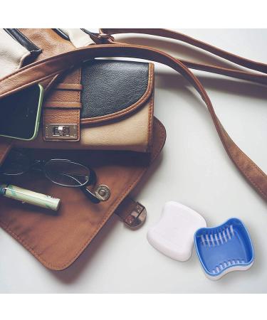 Denture Bath Case with Cleaner Brush and Cup - Blue | Travel-Friendly Retainer Holder and Container - Buy Online on GoSupps.com