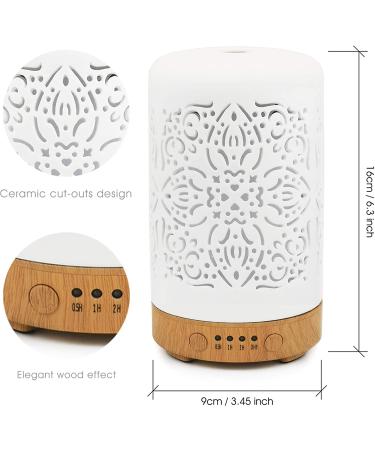 Earnest Living White Ceramic Essential Oil Diffuser - 100ml, Timers, Night Lights, Auto Off Function - Home & Office Aromatherapy Humidifier - Buy Online on GoSupps.com