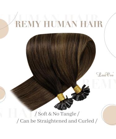 LAAVOO Ombre Brown Real Hair Extensions with Keratin Bondings | #2/8/2 Dark Balayage 50g 35 cm U-Tip Extensions - Buy Online on GoSupps.com