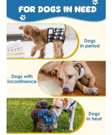 Petbank Reusable Dog Diapers | 3 Hygienic Washable Diapers for Bitches | Adjustable Fit & Diaper Boost Pads | Blue & Gray (Medium) - Buy Online on GoSupps.com