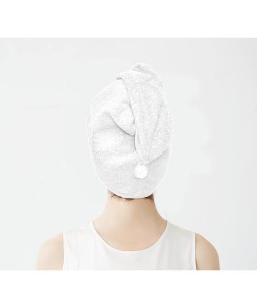 ATH Collection Hair Dryer Turban - 100% Egyptian Cotton Super Absorbent Easy Fastening Twist Cap (White) - Buy Online on GoSupps.com