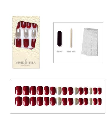 Buy 30 Pcs Red Artificial Nails Set - Acrylic Stick On Fingernails Tips for Girls | DS-29 - Buy Online on GoSupps.com