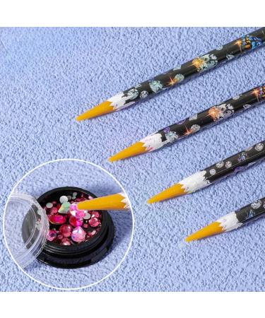 AMZLORD 4/12PCS Pen Self Adhesive Crystal Gem Pick Up Tools with Pencil Sharpener Dotting Wax Pen Nail Dotting Wax Pen for Crafts Yellow - Buy Online on GoSupps.com