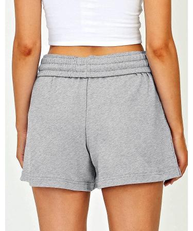 Automet Women's Comfy Drawstring Sweat Shorts with Pockets - Grey, Small - Buy Online on GoSupps.com