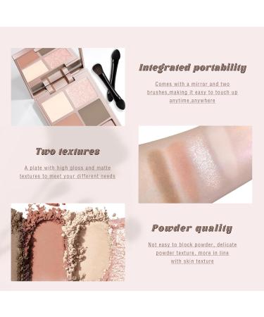 4 Colors Nude Eyeshadow Palette - Matte & Glitter Neutral Eyeshadow for Travel | High Pigment Blendable Coffee Beige Peach Pink Shades | Includes 2 Built-in Brushes - Buy Online on GoSupps.com