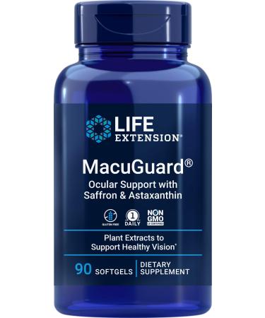Life Extension MacuGuard Ocular Support 90 softgels - Saffron & Astaxanthin - Lutein & Meso Zeaxanthin - Eye Vitamin Supplement for Complete Macular Vision Health 90 Count (Pack of 1)