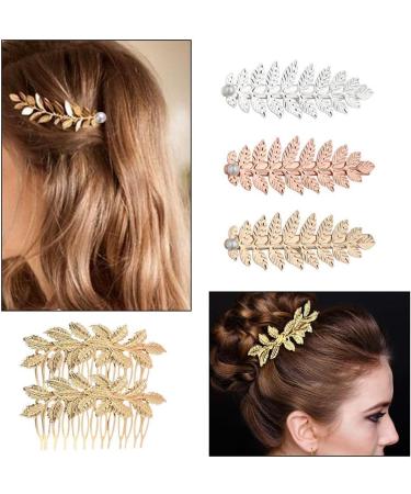 Leaf Hair Clip Set - 5 PCS Metal Wire Teeth Hair Comb for Women & Bridal Hair, Wedding Hair Combs Decoration - Buy Online on GoSupps.com