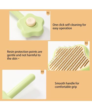 Self-Cleaning Cat Brush with Unlocking Button - Compact Fur Care Brush for Dogs Cats & Rabbits - Efficient Hair Removal in Green - Buy Online on GoSupps.com
