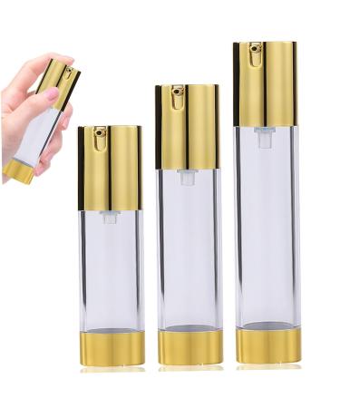 Airless Travel Bottles Set - 3Pcs 15ml/30ml/50ml Refillable Transparent Containers for Toner Lotion Serum | Portable & Sealed Travel Spray Bottles - Buy Online on GoSupps.com