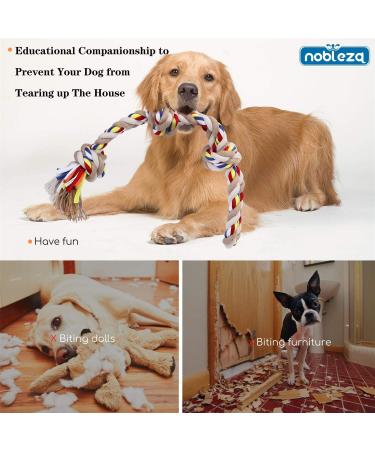Nobleza 100% Cotton Dog Toy Rope - Promote Dental Health & Mental Wellness for All Dog Types (Beige & Braun L - 53cm) - Buy Online on GoSupps.com